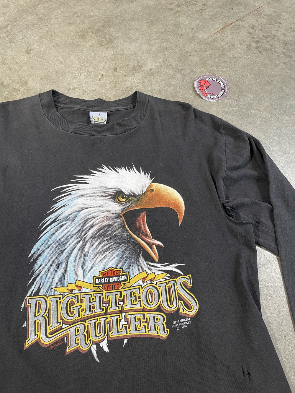 Vintage 90s 3D Emblem Harley Davidson Longsleeve Tee L 19x28